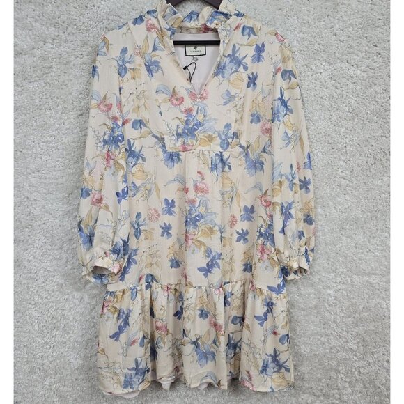 Tuckernuck Floral‎ Drop Waist Mini Dress XXL Ruffle Lined Cottagecore Boho Chic - Picture 1 of 16